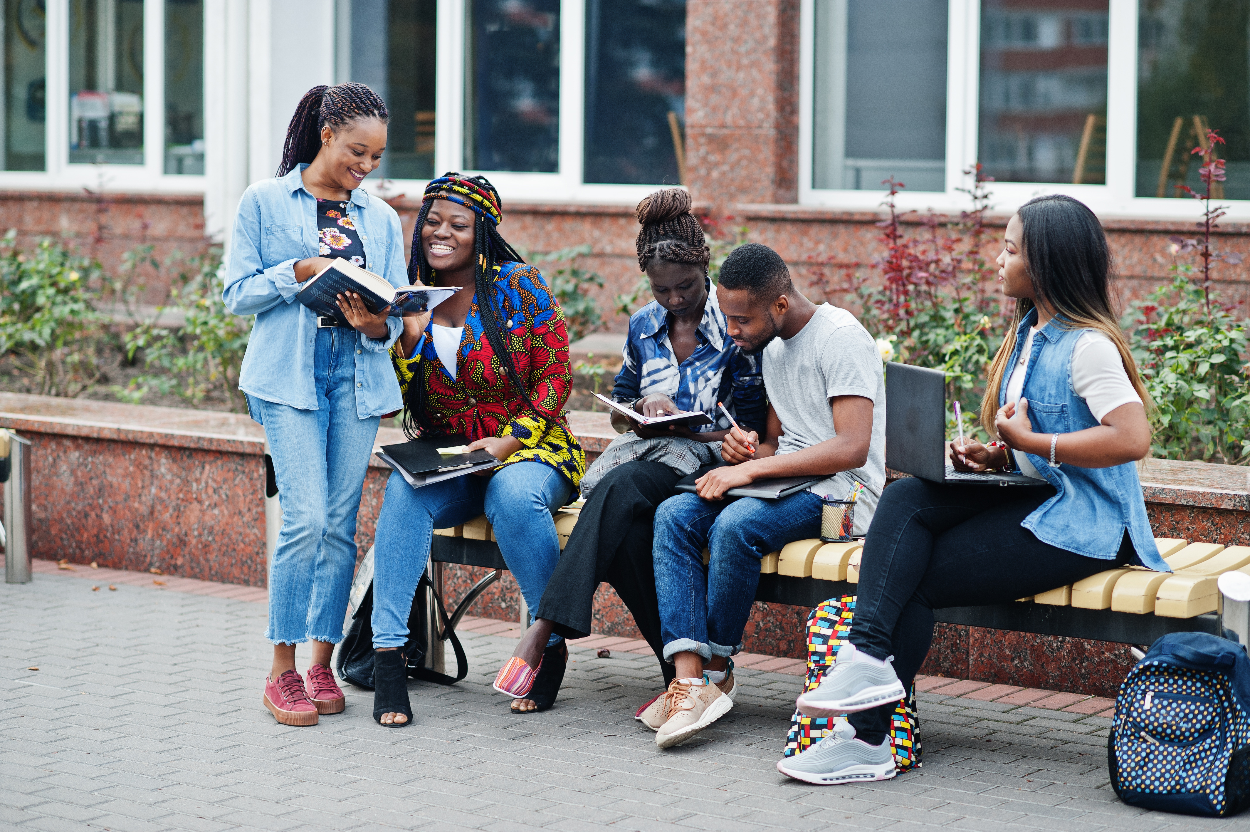 Students learning together in an outdoor study session